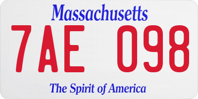 MA license plate 7AE098