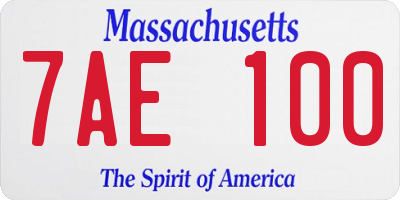 MA license plate 7AE100