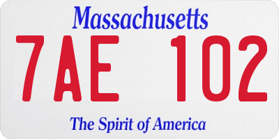 MA license plate 7AE102