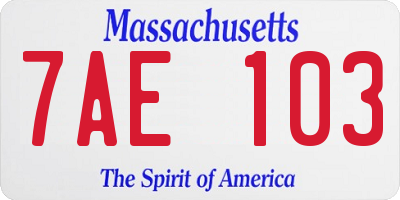 MA license plate 7AE103