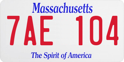 MA license plate 7AE104