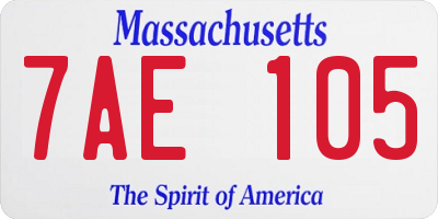 MA license plate 7AE105