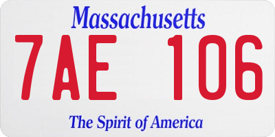 MA license plate 7AE106