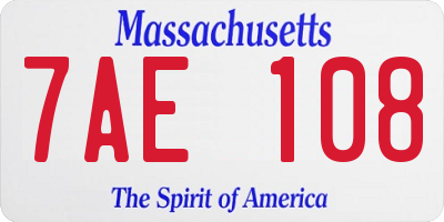 MA license plate 7AE108