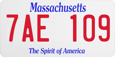 MA license plate 7AE109