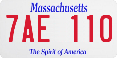 MA license plate 7AE110