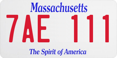 MA license plate 7AE111