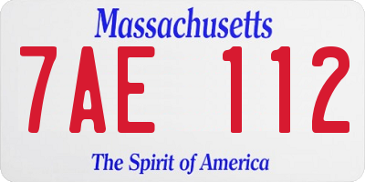 MA license plate 7AE112
