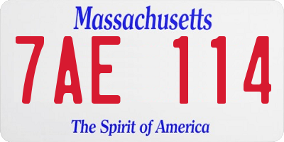 MA license plate 7AE114
