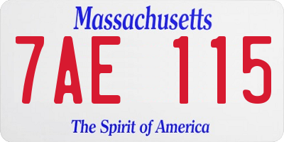 MA license plate 7AE115