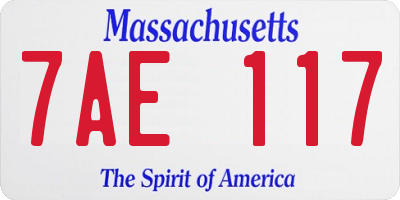 MA license plate 7AE117
