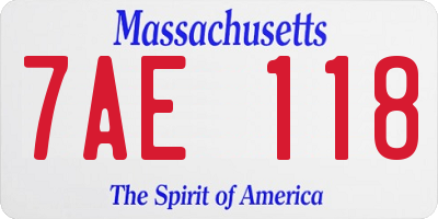 MA license plate 7AE118