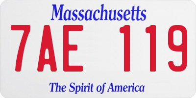 MA license plate 7AE119