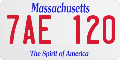MA license plate 7AE120