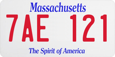 MA license plate 7AE121