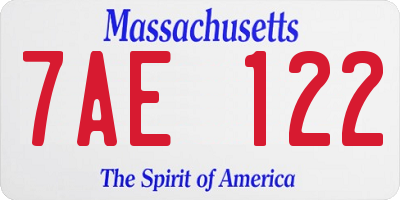 MA license plate 7AE122