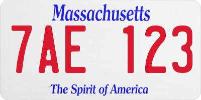 MA license plate 7AE123