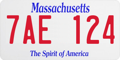 MA license plate 7AE124