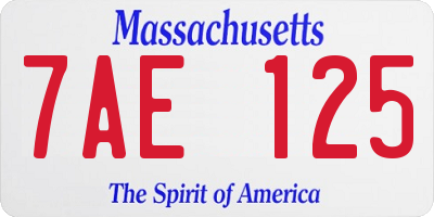 MA license plate 7AE125