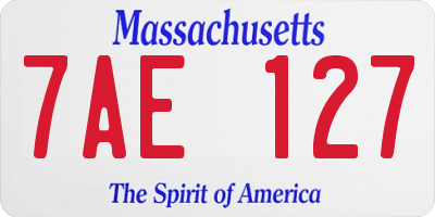 MA license plate 7AE127