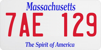 MA license plate 7AE129
