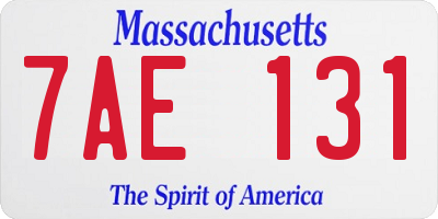 MA license plate 7AE131