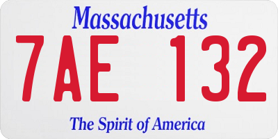 MA license plate 7AE132