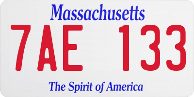 MA license plate 7AE133