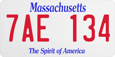 MA license plate 7AE134