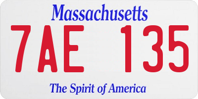 MA license plate 7AE135