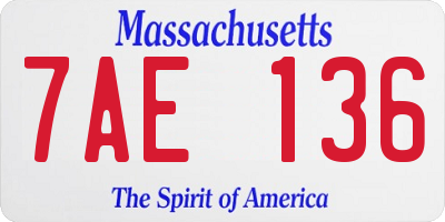 MA license plate 7AE136