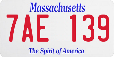MA license plate 7AE139