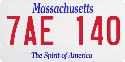 MA license plate 7AE140