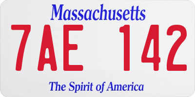 MA license plate 7AE142