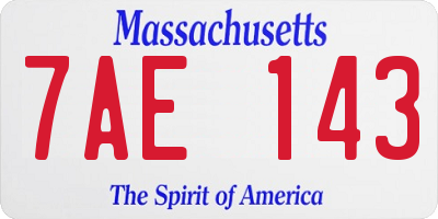 MA license plate 7AE143