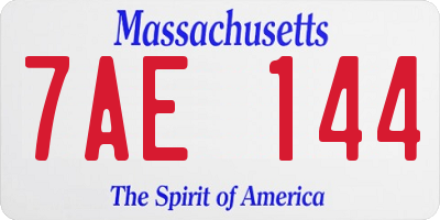 MA license plate 7AE144