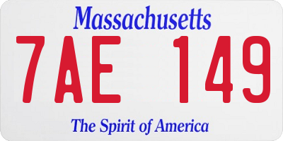 MA license plate 7AE149