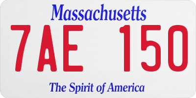 MA license plate 7AE150
