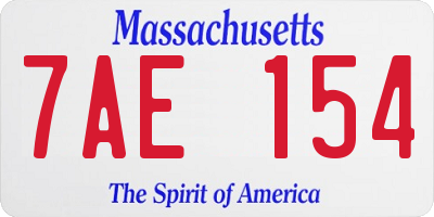 MA license plate 7AE154