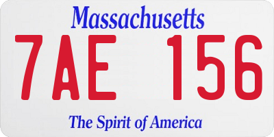 MA license plate 7AE156