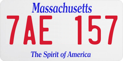 MA license plate 7AE157