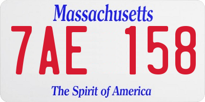 MA license plate 7AE158