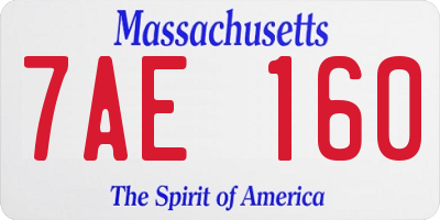 MA license plate 7AE160