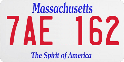 MA license plate 7AE162