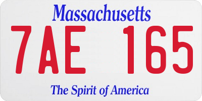 MA license plate 7AE165