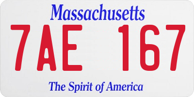 MA license plate 7AE167