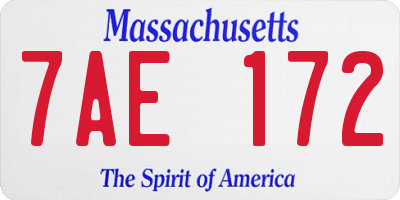 MA license plate 7AE172