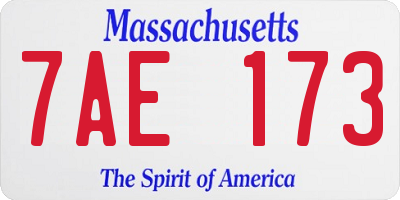 MA license plate 7AE173
