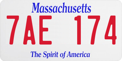 MA license plate 7AE174