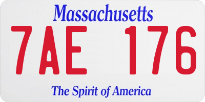 MA license plate 7AE176
